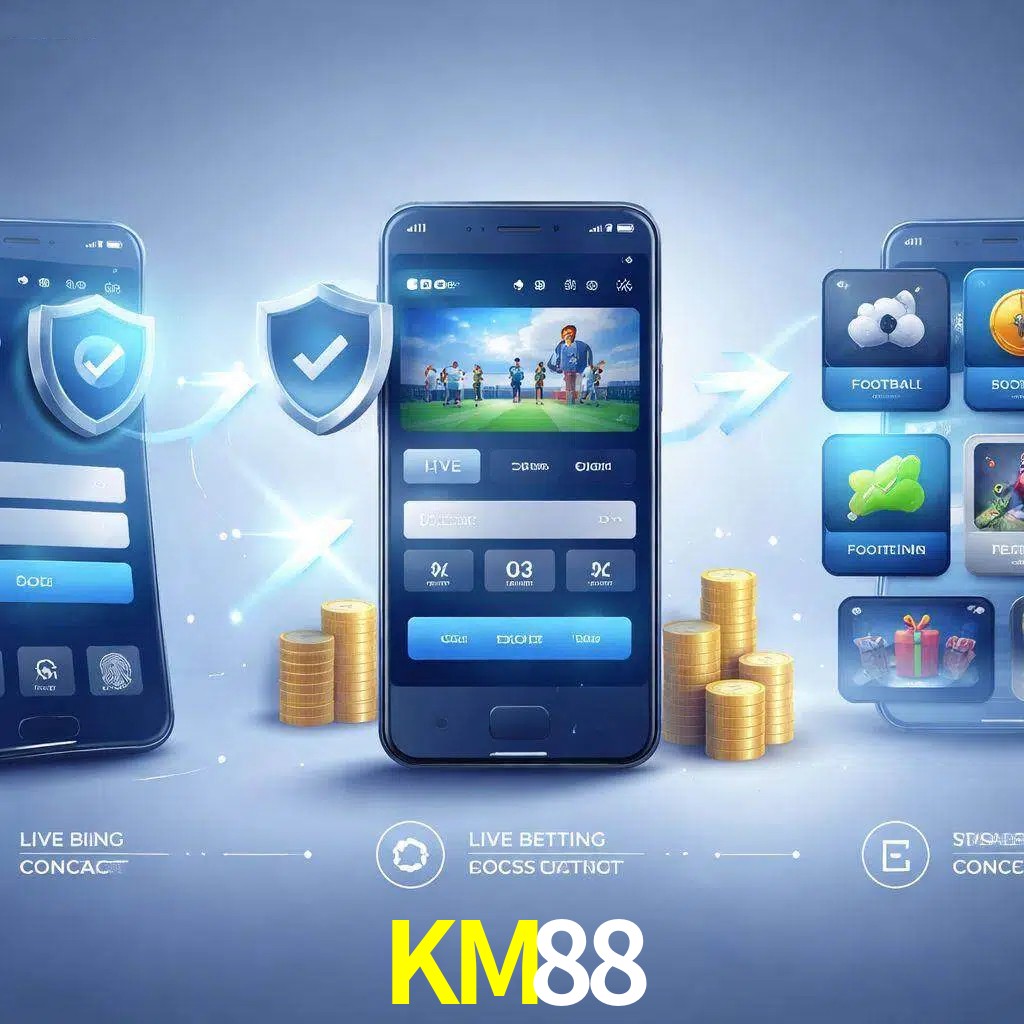 Pasos de acceso a la app KM88 en pantalla de teléfono móvil